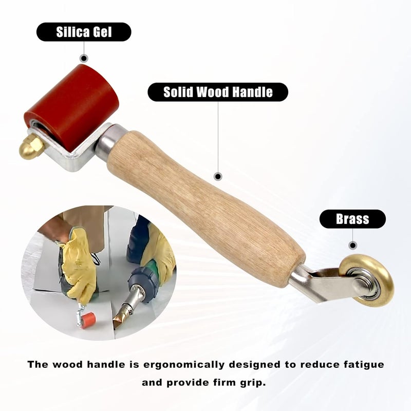 KOBSAINF Seam Roller 40mm Silicone Seam Roller, 6mm Brass Detail Penny Roller,Smoothing Combo Seam Roller Tool for PVC/TPO/EPDM Single Ply Roofing Tools and Tape Hot Air Tools - Image 3